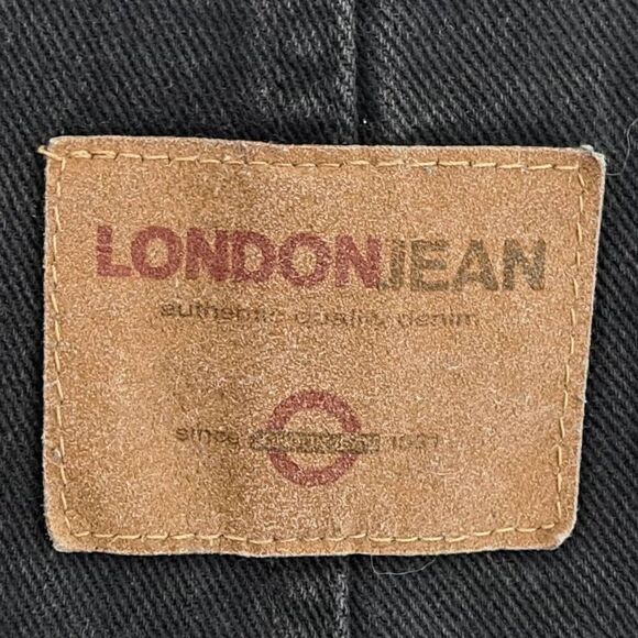 London Jeans Women's Vintage 90s Denim Overall Shorts Black size Small - Picture 6 of 6